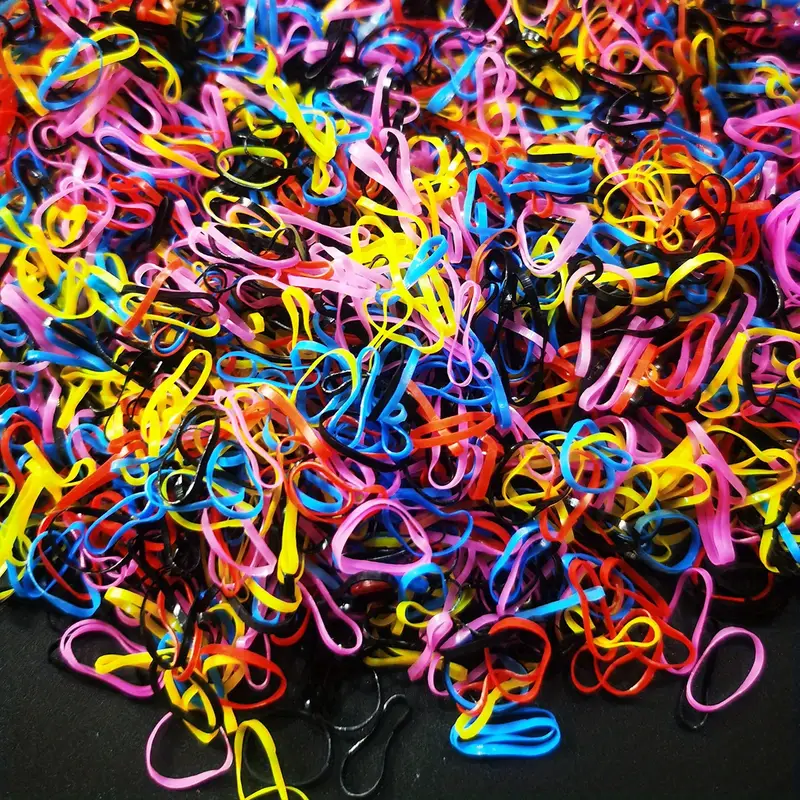 1000 mini gummibånd myke elastiske bånd for barnehår, fletninger hår - plaint colour