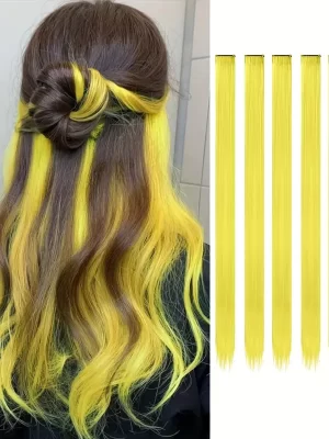 6 Stk Colored Hair Extensions Hairpieces - Gul
