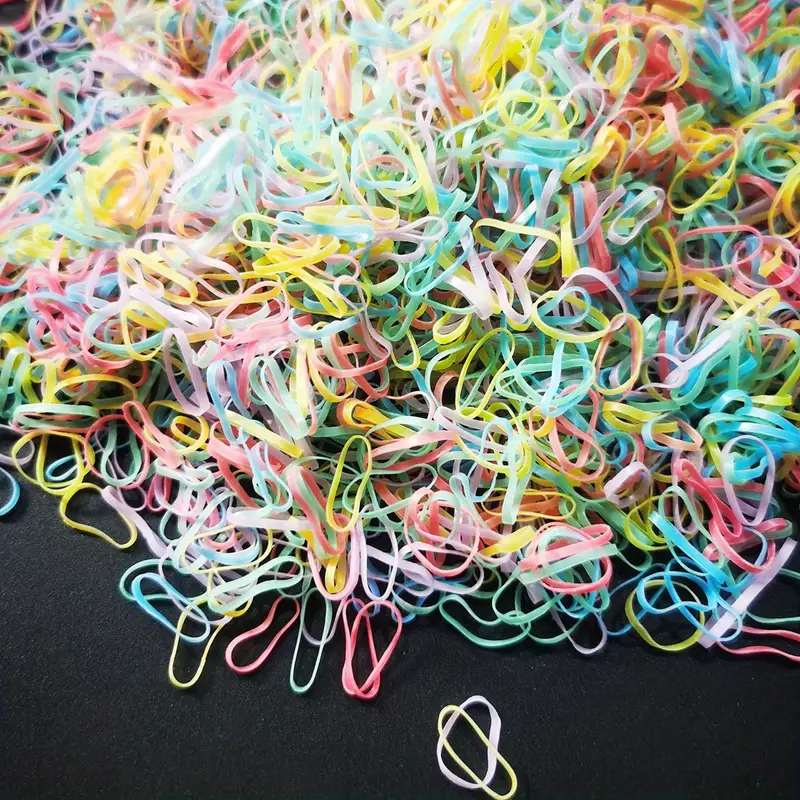 1000 mini gummibånd myke elastiske bånd for barnehår, fletninger hår - colour spring