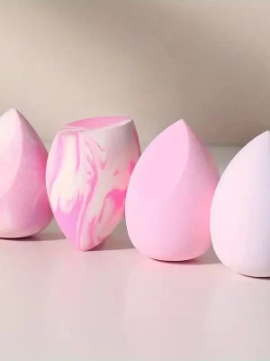 4 stk lys farge sminkesvampsett Rosa Farge