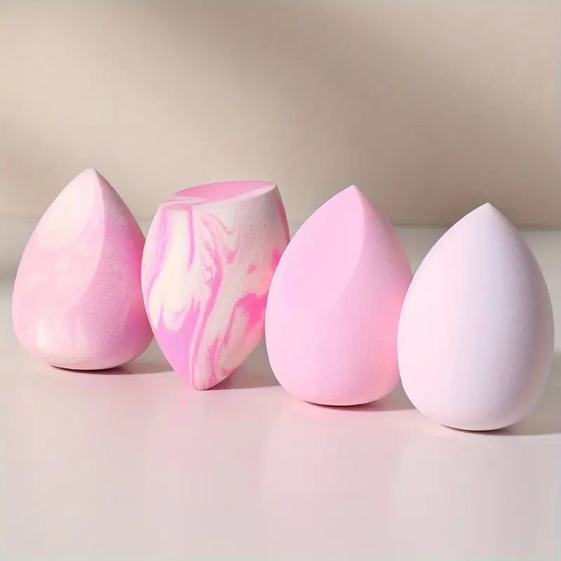 4 stk lys farge sminkesvampsett Rosa Farge