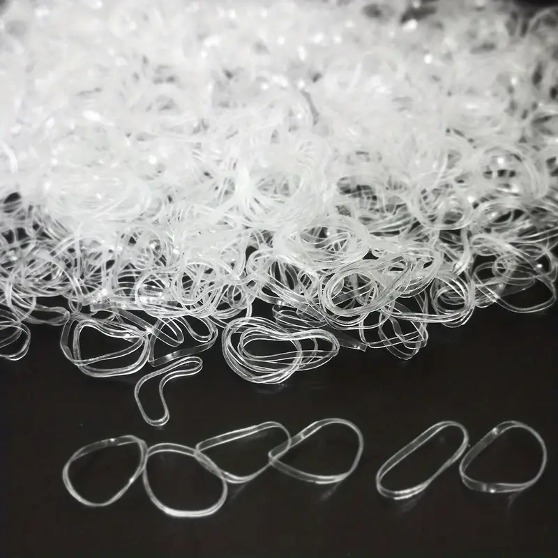 1000 mini gummibånd myke elastiske bånd for barnehår, fletninger hår - transparent