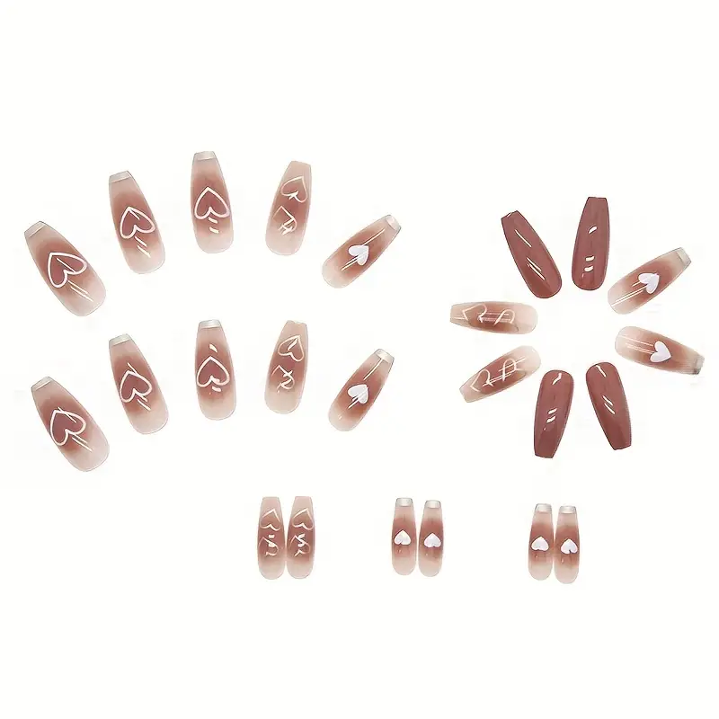 24 stk Fall Press On Nails Middels Lengde Kiste Fake Nails Rødt