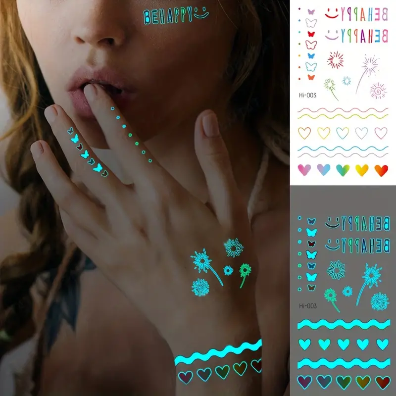 Blue Luminous waterproof Temporary Tattoo sticker HI003