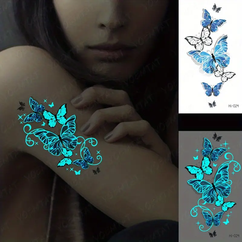Blue Luminous waterproof Temporary Tattoo sticker HI024