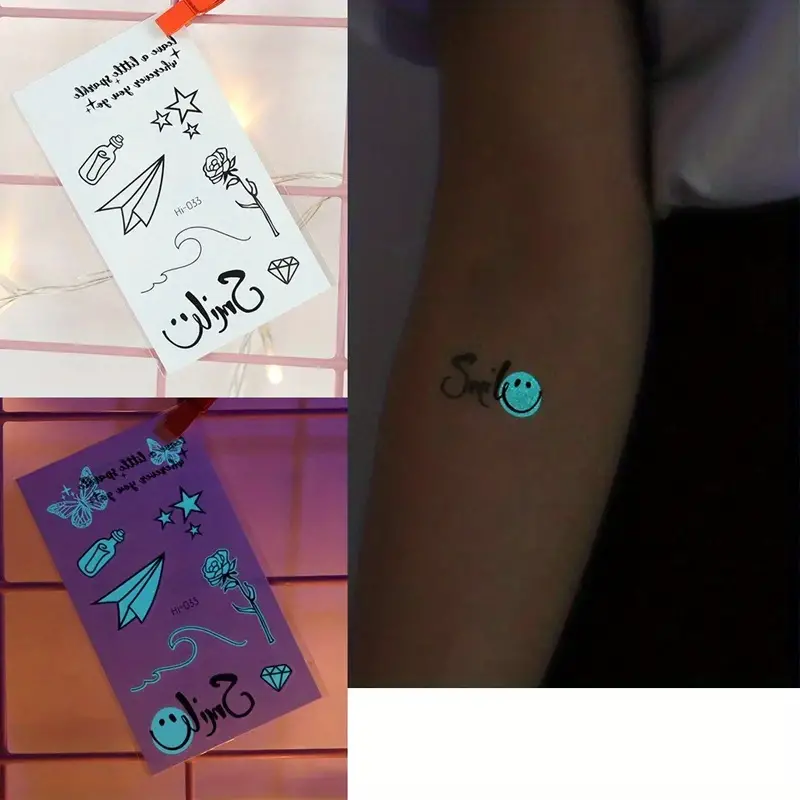 Blue Luminous waterproof Temporary Tattoo sticker HI033