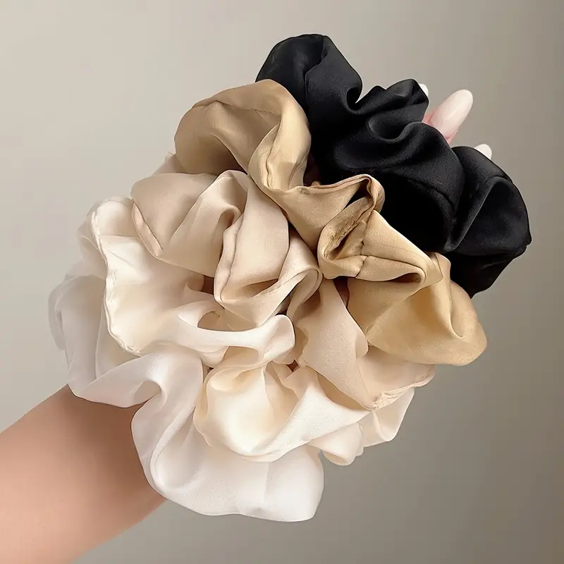 5 stk Ensfarget Ruched Scrunchies Enkel stil Hårbånd