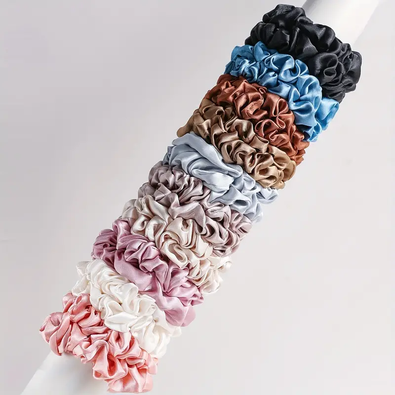 20 Stk/sett Ensfarget Sateng Scrunchies Sett - Mykt Og Behagelig Hårbånd