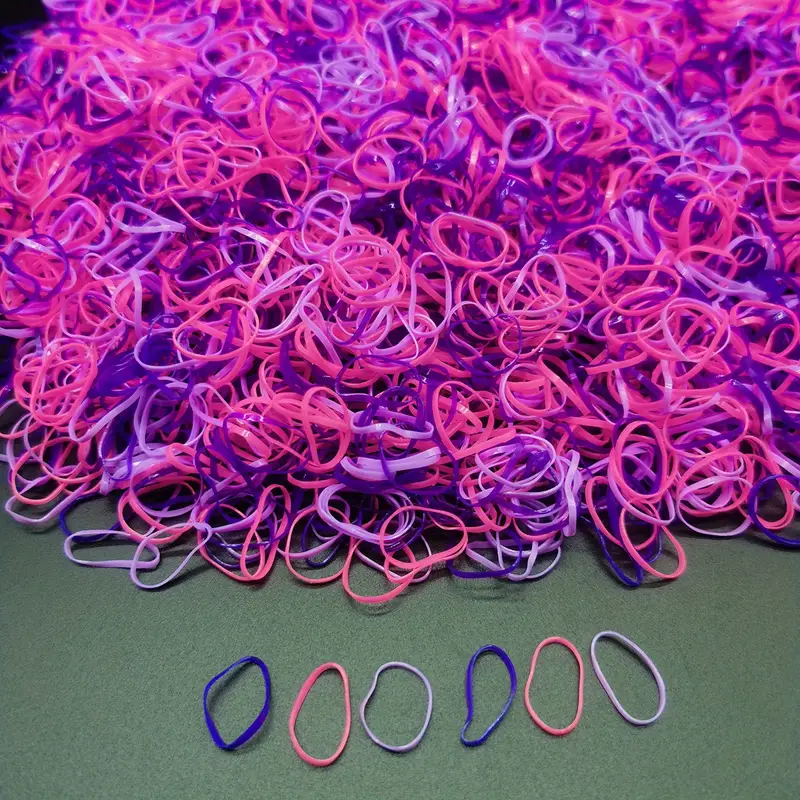 1000 mini gummibånd myke elastiske bånd for barnehår, fletninger hår - 3 farge