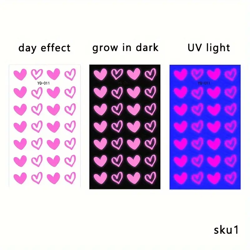 Luminous Heart Temporary Tattoo Waterproof Sticker Body Art YQ011