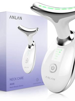 ANLAN EMS Hals- og Ansiktsløfter med LED-lys – Strammer og Reduserer Dobbelthake